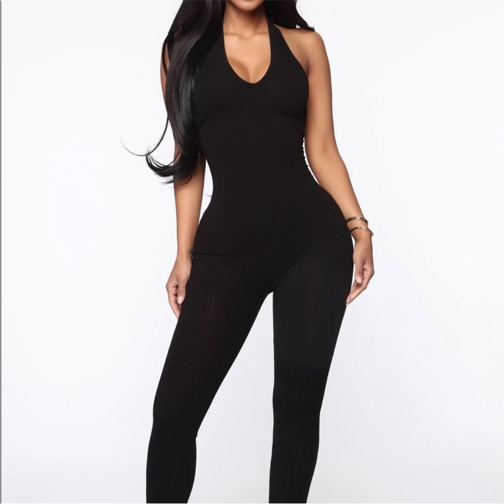 Standing Tall Ribbed Jumpsuit - Black NWOT